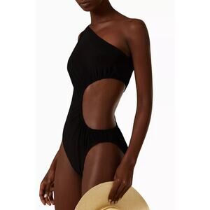 NORMA KAMALI Sunburst Mio One-piece Swimsuit Black Side Cut Out Women's XS